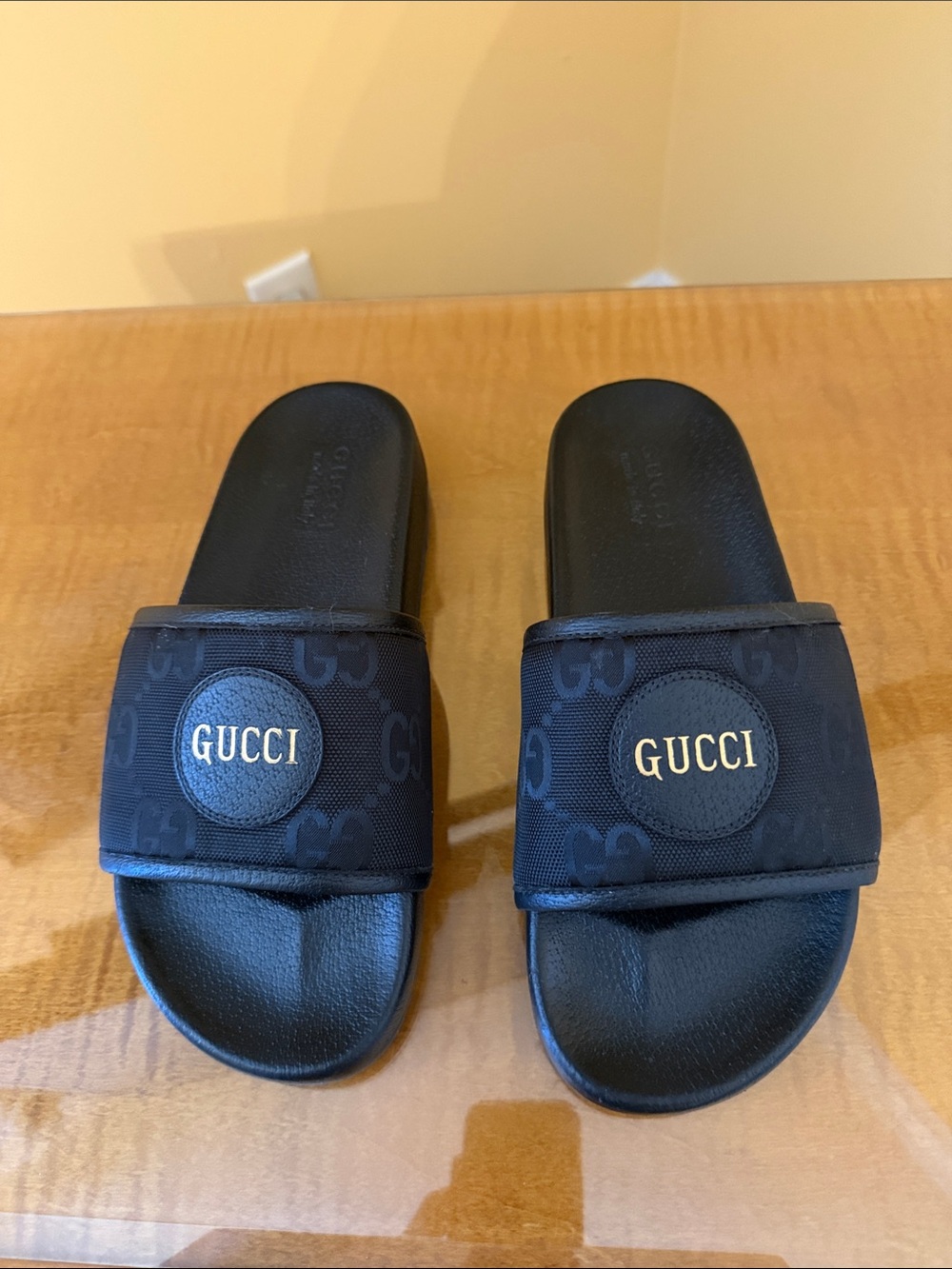 Gucci Black Logo Patch Slide Sandals